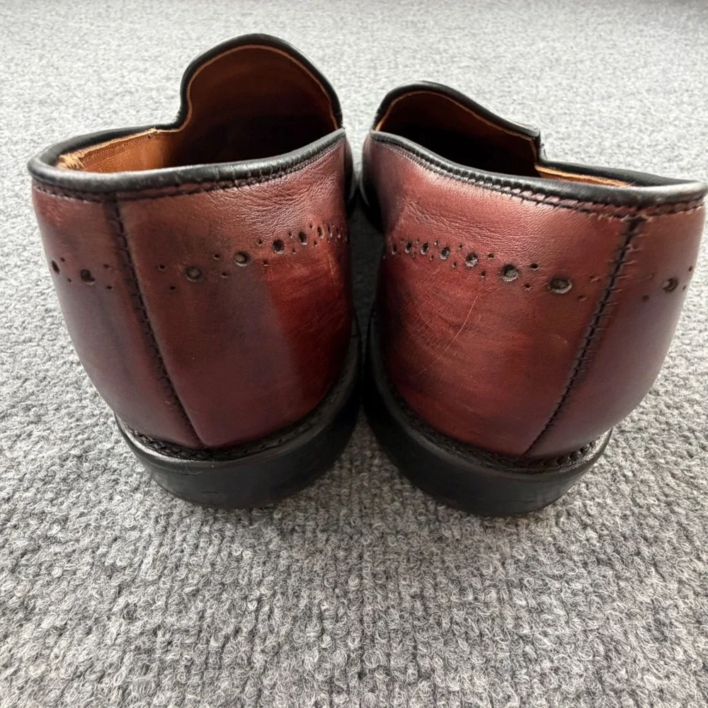 Allen Edmonds Astor Mens 11 D Burgundy Leather Tassel Loafers Brogue Wingtip USA